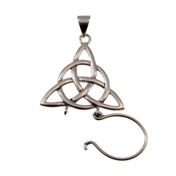 Solid 925 Sterling Silver Celtic Trinity Knot Triquetra Charm Holder Pendant - Picture 3 of 6